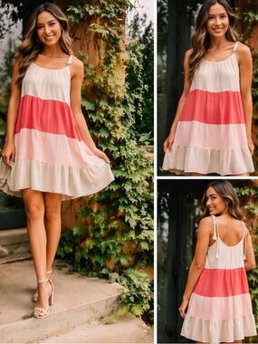 Tiered Flowy Twirly Girly Pink Dress Sz Small and Med NWT